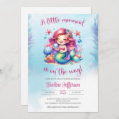 Waterverf schattig kleine zeemeermin is op weg kaart (Voorkant / Achterkant)