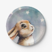 Waterverf schattig konijn papieren bordje (Voorkant)