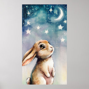 Waterverf schattig konijn poster