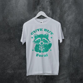 Waterverf Schattig maar Wild Komische Wasbeer T-shirt