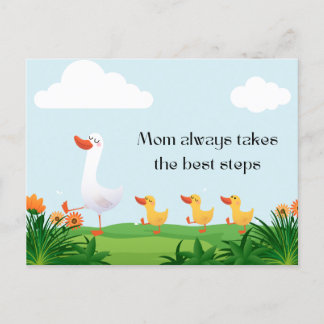 waterverf schattig moeder eend met haar kinder feestdagenkaart