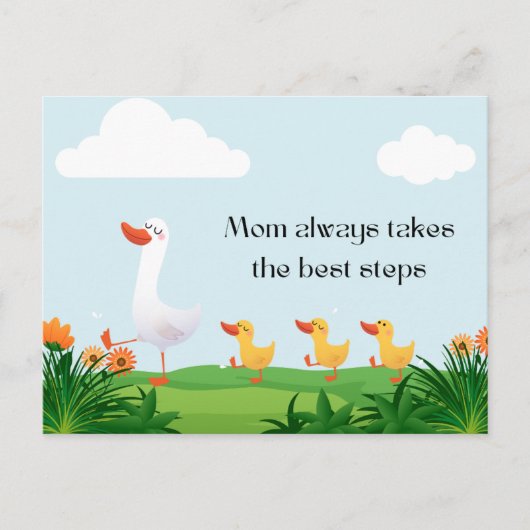  waterverf schattig moeder eend met haar kinder feestdagenkaart (Voorkant)