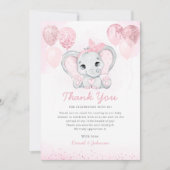 Waterverf Schattig Olifant Baby shower Dank u Kaart (Voorkant)