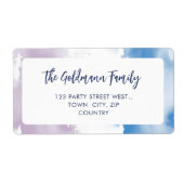 WATERVERF schattig paarse blauw modern script Etiket (Voorkant)