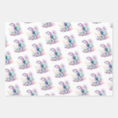 Waterverf schattig paarse en turquoise zeemeermin inpakpapier vel (Voorkant 2)