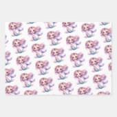 Waterverf schattig paarse en turquoise zeemeermin inpakpapier vel (Voorkant)