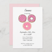Waterverf Schattig Roze 3 Donuts Verjaardagsthema Kaart (Voorkant / Achterkant)
