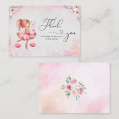 Waterverf schattig roze baby shower notitiekaartje (Voorkant / Achterkant)