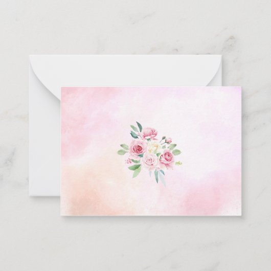 Waterverf schattig roze baby shower notitiekaartje (Achterkant)