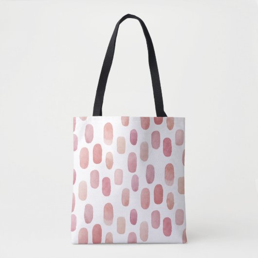 Waterverf schattig roze blush brush stroke pattern tote bag (Voorkant)