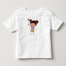 Waterverf Schattig Stokpoppetje roze Bloem Mooie Kinder Shirts
