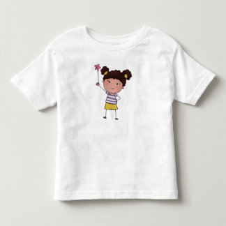 Waterverf Schattig Stokpoppetje roze Bloem Mooie Kinder Shirts