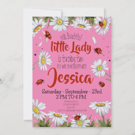 Waterverf schattig verjaardagsmeisje lieveheersbee kaart