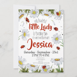 Waterverf schattig verjaardagsmeisje lieveheersbee kaart