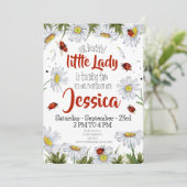 Waterverf schattig verjaardagsmeisje lieveheersbee kaart (Staand voorkant)