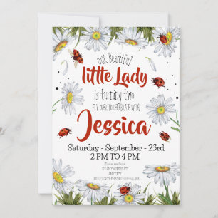 Waterverf schattig verjaardagsmeisje lieveheersbee kaart