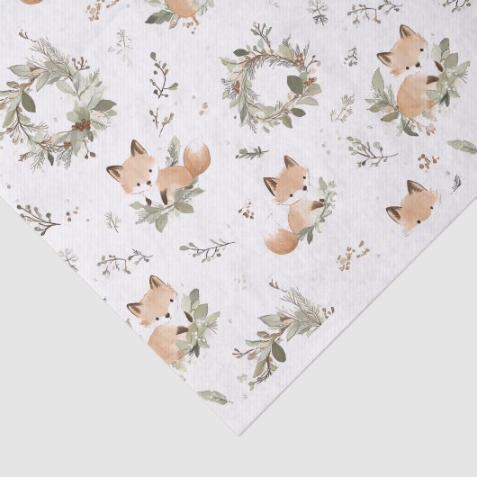 Waterverf  schattig vos kerstpatroon tissuepapier (Detail)