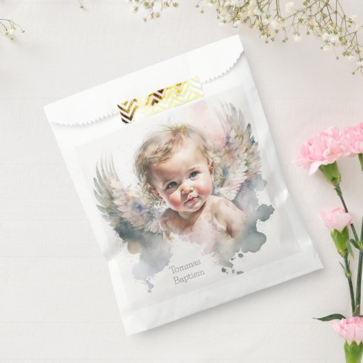 Waterverf schattige Angel Baby Baptisme Bedankzakje (Gezegeld)