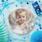 Waterverf schattige Angel Baby Baptisme Papieren Bordje (Feest)