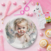 Waterverf schattige Angel Baby Baptisme Papieren Bordje (Feest)
