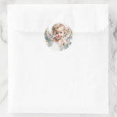 Waterverf schattige Angel Baby Baptisme Ronde Sticker (Tas)