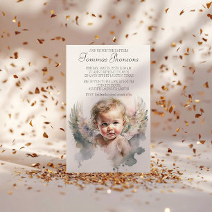 Waterverf schattige Angel Baby Baptisme uitnodigin Kaart