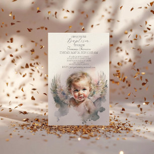 Waterverf schattige Angel Baby Baptisme uitnodigin Kaart