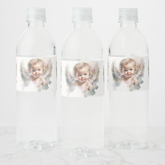 Waterverf schattige Angel Baby Baptisme Waterfles Etiket (Flessen)
