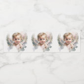 Waterverf schattige Angel Baby Baptisme Waterfles Etiket (Enkel label)