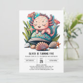 Waterverf Schattige Axolotl Verjaardag Kaart (Staand voorkant)