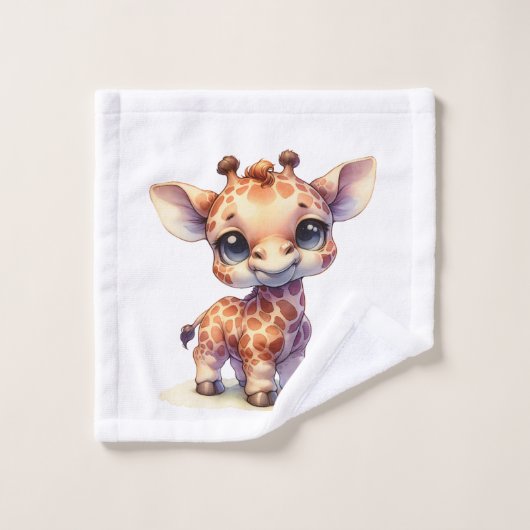 Waterverf schattige baby giraffe bad handdoek (Wasdoekje)