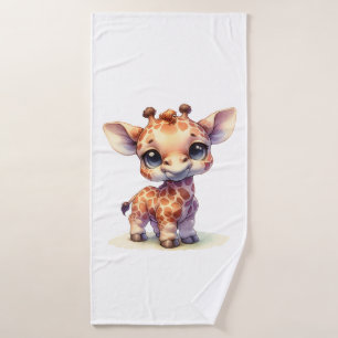 Waterverf schattige baby giraffe badhanddoek