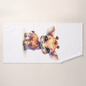 Waterverf schattige baby giraffe badhanddoek (Badhanddoek)