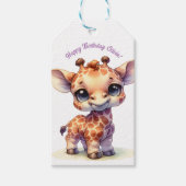 Waterverf schattige baby giraffe cadeaulabel (Voorkant)