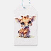 Waterverf schattige baby giraffe cadeaulabel (Achterkant)