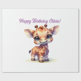 Waterverf schattige baby giraffe cadeaupapier