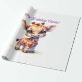 Waterverf schattige baby giraffe cadeaupapier (Uitgerold)