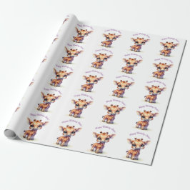 Waterverf schattige baby giraffe cadeaupapier