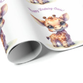 Waterverf schattige baby giraffe cadeaupapier (Rol Hoek)