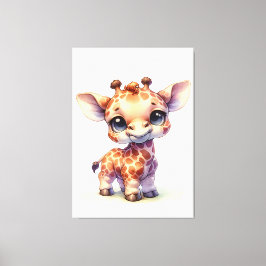 Waterverf schattige baby giraffe canvas afdruk