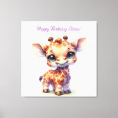 Waterverf schattige baby giraffe canvas afdruk (Voorkant)