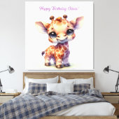 Waterverf schattige baby giraffe canvas afdruk (Insitu (Slaapkamer))