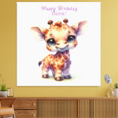Waterverf schattige baby giraffe canvas afdruk (Insitu (Woonkamer))