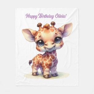 Waterverf schattige baby giraffe fleece deken