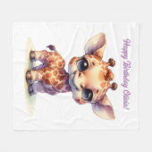 Waterverf schattige baby giraffe fleece deken (Voorkant (Horizontaal))