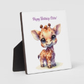 Waterverf schattige baby giraffe fotoplaat (Voorkant)