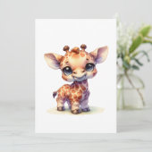 Waterverf schattige baby giraffe kaart (Staand voorkant)