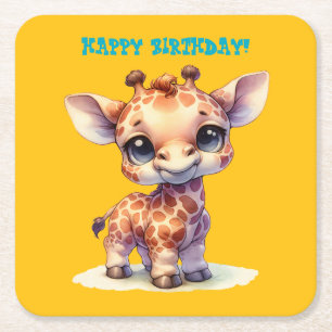 Waterverf schattige baby giraffe kartonnen onderzetters