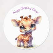 Waterverf schattige baby giraffe labels (Design 1)