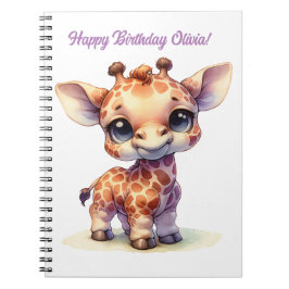 Waterverf schattige baby giraffe notitieboek